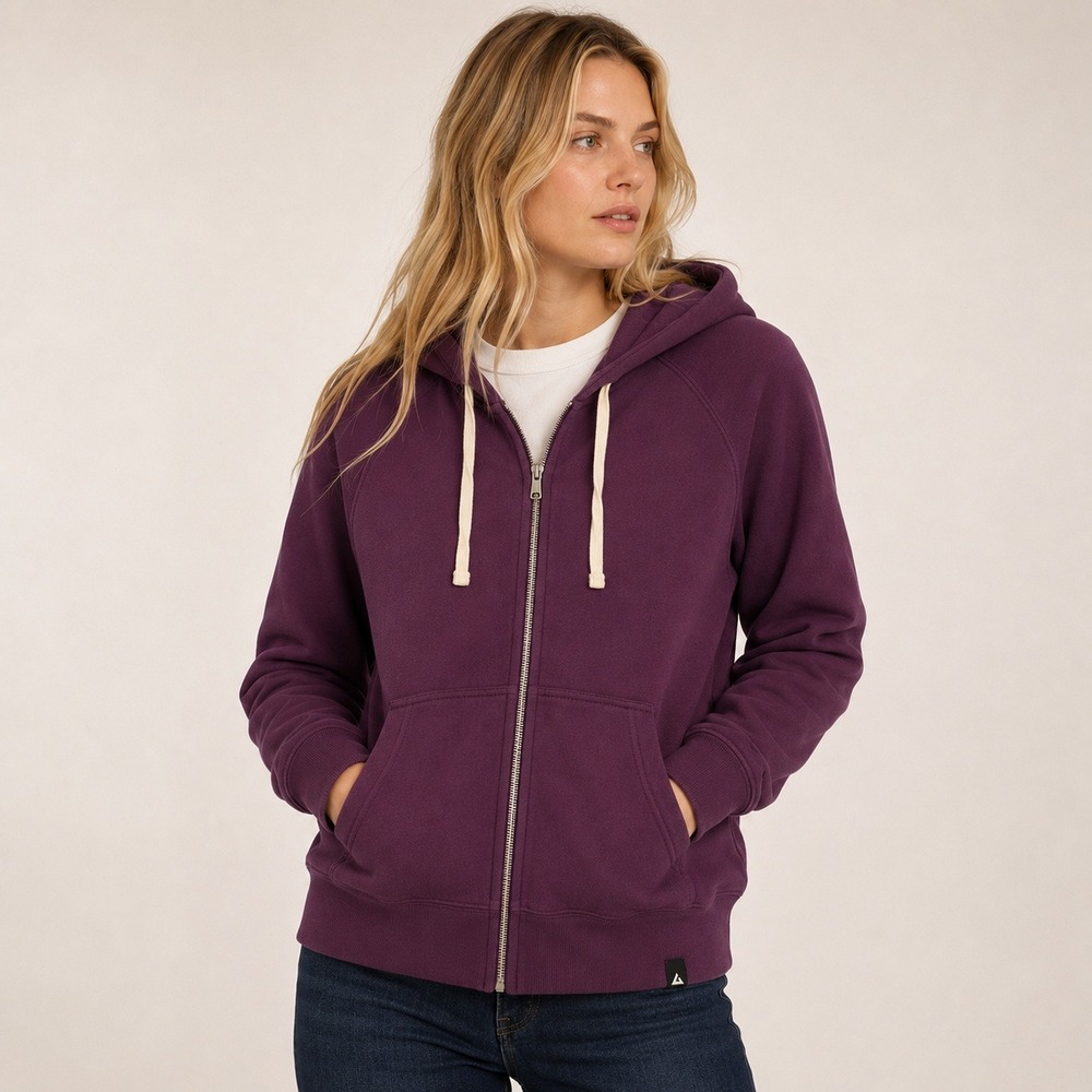 NEW American Giant Full Zip Hoodie Womens Large Purple Midweight USA Cotton